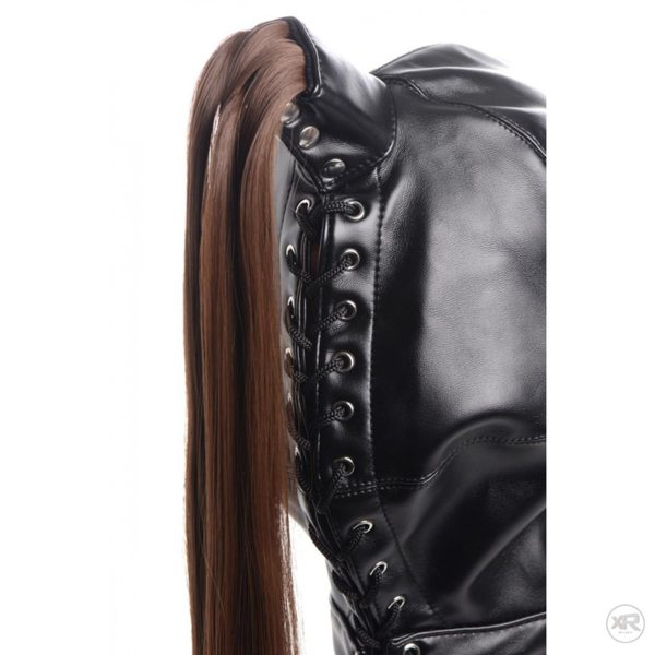 XR Brands – Bondage masker met bruine paardenstaart - Afbeelding 3