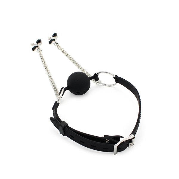 Mondknevel met bal en tepelklemmen - Afbeelding 3