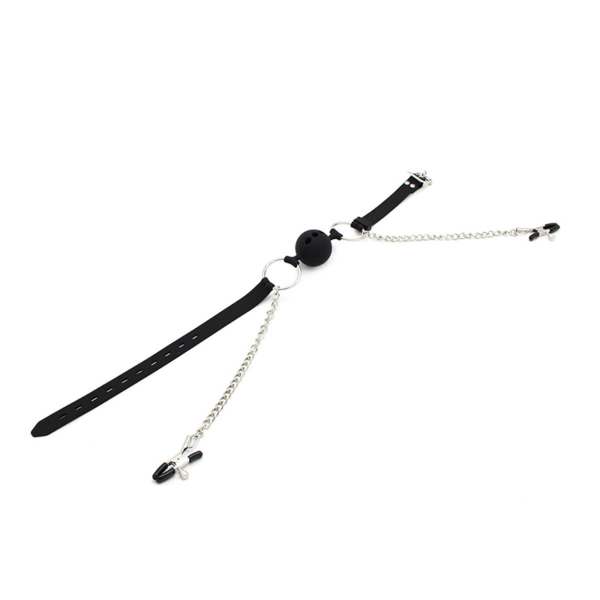 Mondknevel met bal en tepelklemmen - Afbeelding 2