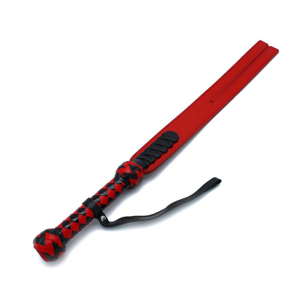Zwart Rode leren Y-paddle zweep - Desireshop.nl