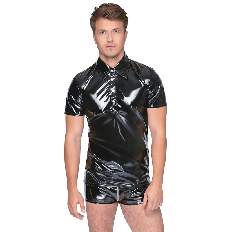 Lak Poloshirt met drukknopen - Desireshop.nl